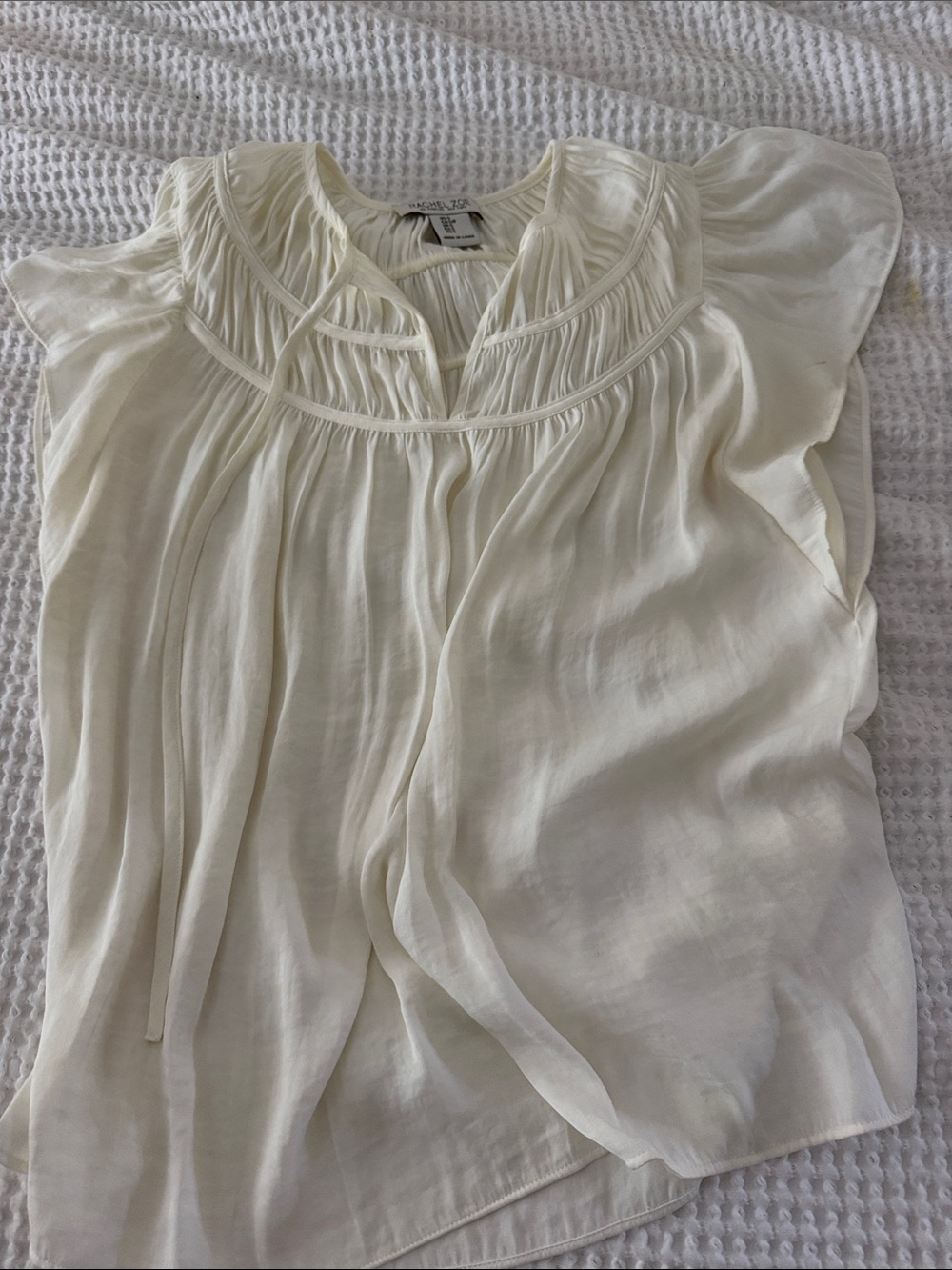 Rachel Zoe Off-White Flutter Sleeve Peasant Blouse
